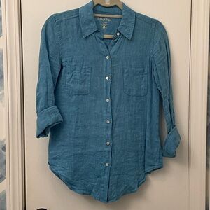 Lilly Pulitzer Teal Linen Shirt
